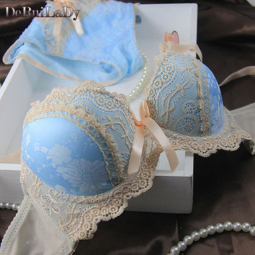 DeRuiLaDy Underwear Underwear Vs Women Bra Set Sexy Luxury Lingerie Suit Women Intimates Embroidery Push Up Lace Bra Panty Set