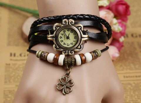 High Quality Genuine Cow Leather Vintage Watch Women bracelet Wrist Watch 1201610101