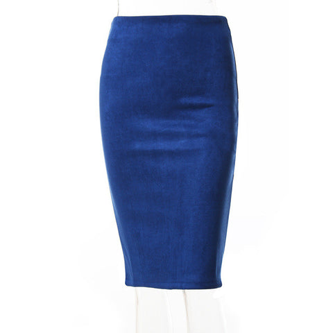 KAYWIDE 2017 Women Suede Midi Skirt Female Spring Summer Multi Color Basic Tube Bodycon Pencil Skirts Saia Femininas S161207