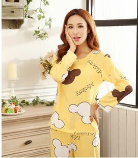 19 Colors 2017 Women Pajamas Suit Spring Autumn Winter Cartoon Female Long-sleeve Pajama Pants Milk Silk Pajamas Suits tracksuit