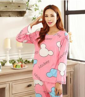 19 Colors 2017 Women Pajamas Suit Spring Autumn Winter Cartoon Female Long-sleeve Pajama Pants Milk Silk Pajamas Suits tracksuit