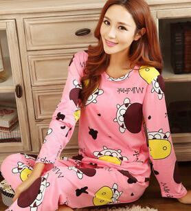 19 Colors 2017 Women Pajamas Suit Spring Autumn Winter Cartoon Female Long-sleeve Pajama Pants Milk Silk Pajamas Suits tracksuit