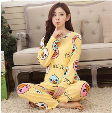 19 Colors 2017 Women Pajamas Suit Spring Autumn Winter Cartoon Female Long-sleeve Pajama Pants Milk Silk Pajamas Suits tracksuit