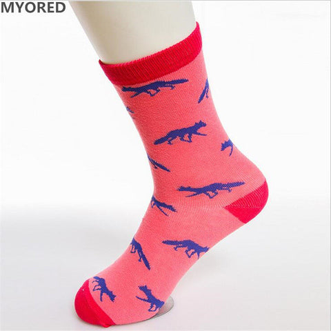 MYORED cartoon squirrel fox owl cute lovely animal cotton short socks women girls lady female crew sock candy color winter