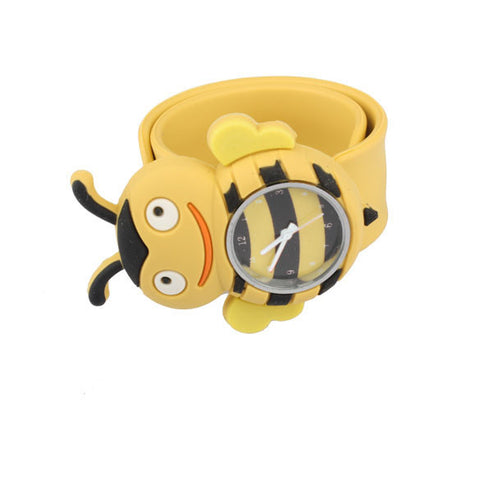 Chirldren Watch Digital Slap Watch Cute Bee Slap Watches for Kids Yellow Flap ring Watch For Baby girl Boy Gift Toy   LL