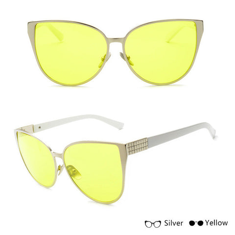 2017 New Fashion Oversized Women Sunglasses Cat Eye Outdoor Female Sunglasses Metal Frame With Plastic Legs Sun Glasses UV400