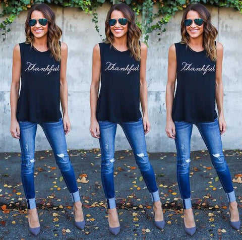New Style 2017 Letter Print T-Shirt Women Fashion Summer Women T-Shirt Sleeveless Tops Sexy T-Shirt Ladies
