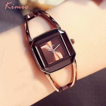HK Brand KIMIO Luxury Watches Women Square Watch Stainless Steel Fashion Ladies Bracelet Watches Women Quartz Watch Female Clock