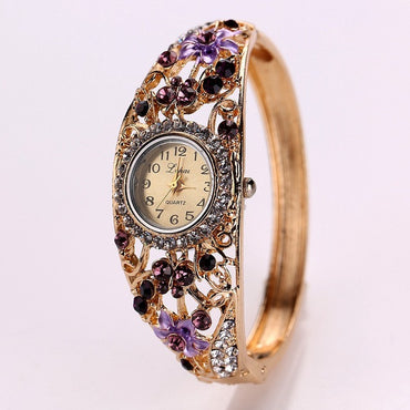 Lvpai Fashion Women Watch Classic Alloy Crystal Bracelet Flower Wristwatches Women Dress Watches Casual Gift Quartz Watch