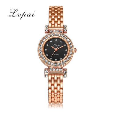 2017 Lvpai Brand Fashion Bracelet Watch Women Gold Luxury Crystal Alloy WristWatches Ladies Casual Business Watch Quartz Clock