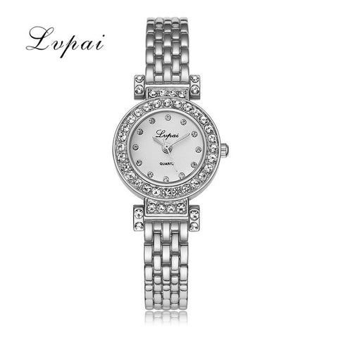 2017 Lvpai Brand Fashion Bracelet Watch Women Gold Luxury Crystal Alloy WristWatches Ladies Casual Business Watch Quartz Clock