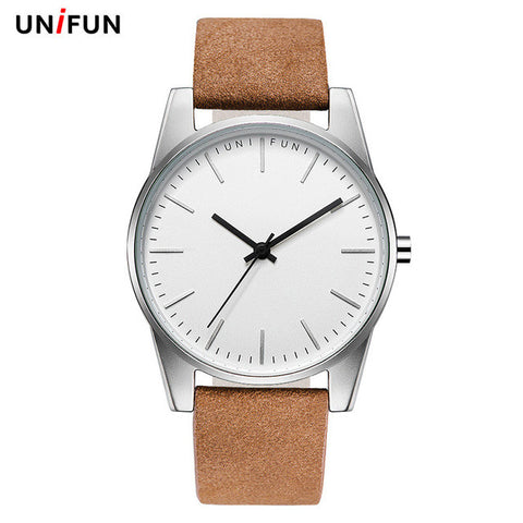 Unifun men women Lover's dress ultra thin leather strap fashion causal business simple style waterproof quartz watches relojes