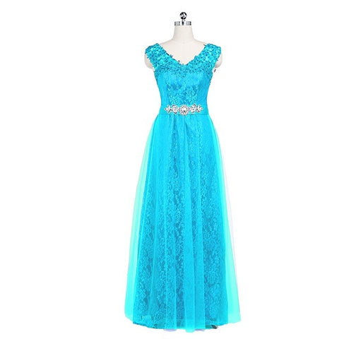 Mother of the Bride Long Floor Length Lace Red Wine Pink Green Evening Dresses Tulle Party Crystal Evening Elegant 2017 XS2