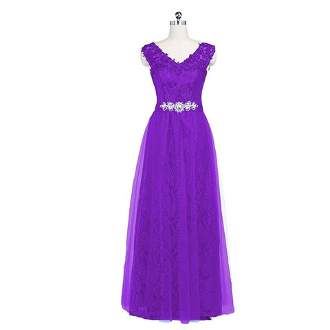 Mother of the Bride Long Floor Length Lace Red Wine Pink Green Evening Dresses Tulle Party Crystal Evening Elegant 2017 XS2