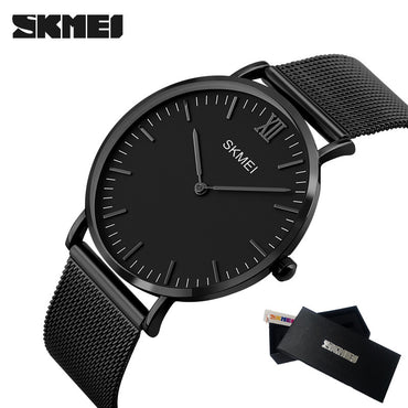 SKMEI New Top Luxury Watch Men Brand Men's Watches Ultra Thin Stainless Steel Mesh Band Quartz Wristwatch Fashion casual watches