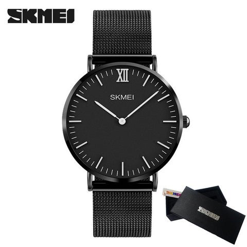 SKMEI New Top Luxury Watch Men Brand Men's Watches Ultra Thin Stainless Steel Mesh Band Quartz Wristwatch Fashion casual watches