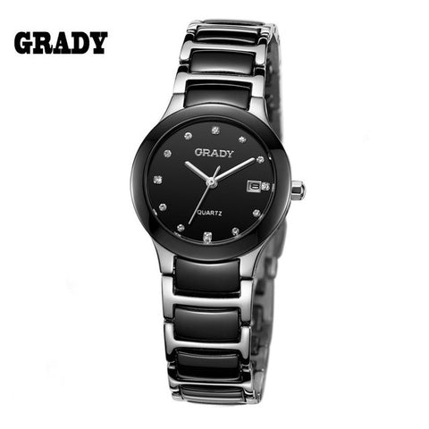 Luxury Ceramic Water Resistant Women Wrist Watch,Free Shipping Top Quality Women Steel Ceramic Rhinestone watches