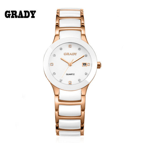 Luxury Ceramic Water Resistant Women Wrist Watch,Free Shipping Top Quality Women Steel Ceramic Rhinestone watches
