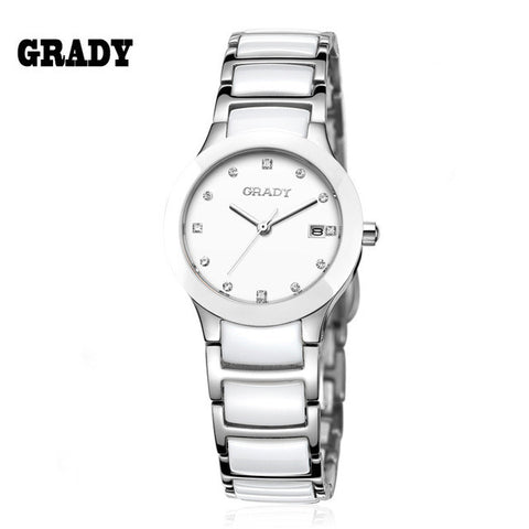 Luxury Ceramic Water Resistant Women Wrist Watch,Free Shipping Top Quality Women Steel Ceramic Rhinestone watches