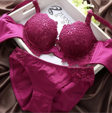 OUDOMILAI Sexy Women Bra Set New Underwear Embroidery Small Breast Girls Lingerie Sets 75 80 85 B Cup Push Up Female Bra Panty
