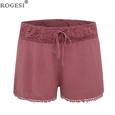 Rogesi 2017 Fashion Summer Loose Shorts Women Elastic High Waist Shorts Female Brand short feminino Drawstring Lace
