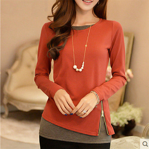 Casual Long Sleeve Shirt Women 2017 Spring Autumn Side Zipper Blouse Fashion Office Ladies Tops Tunic Camisa Mujer Blusas S-2XL