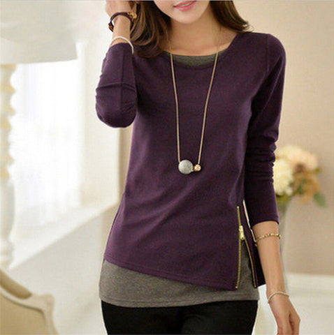 Casual Long Sleeve Shirt Women 2017 Spring Autumn Side Zipper Blouse Fashion Office Ladies Tops Tunic Camisa Mujer Blusas S-2XL