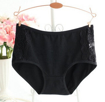 224 Fashion Women Underwear Solid Color Cotton Panties for Women Cute Briefs wih Lace Side