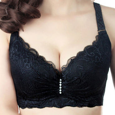 OUDOMILAI Hot 3/4 Large Cup Sizes Bras For Women Underwear Adjusted Sexy Deep V Lace Big Brassiere C D Female Push Up Bra Sutian