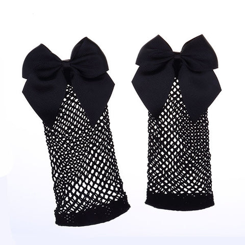 Chic Streetwear Women's Harajuku Black Breathable Bow knot Fishnet Socks.Sexy Hollow out Mesh Nets Socks Ladies Girl's Bow Sox