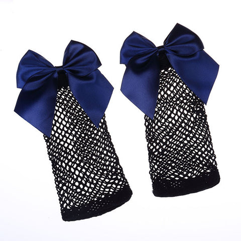 Chic Streetwear Women's Harajuku Black Breathable Bow knot Fishnet Socks.Sexy Hollow out Mesh Nets Socks Ladies Girl's Bow Sox