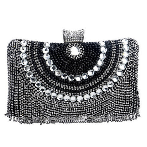 Beaded women evening bags tassel rhinestones clutches evening bag diamonds purse diamonds messenger holder evening bags