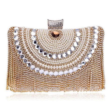 Beaded women evening bags tassel rhinestones clutches evening bag diamonds purse diamonds messenger holder evening bags