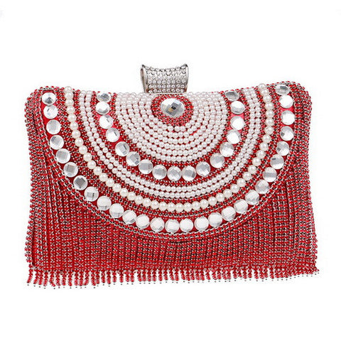 Beaded women evening bags tassel rhinestones clutches evening bag diamonds purse diamonds messenger holder evening bags