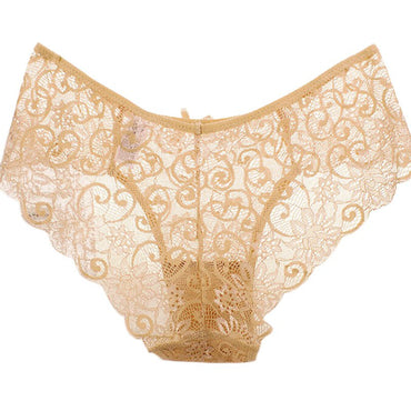 Sexy Women Full Lace Panties High-Crotch Transparent Floral Bow Soft Briefs Underwear S M L XL
