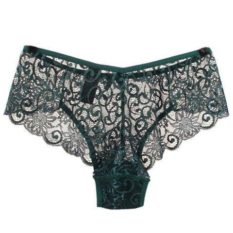 Sexy Women Full Lace Panties High-Crotch Transparent Floral Bow Soft Briefs Underwear S M L XL