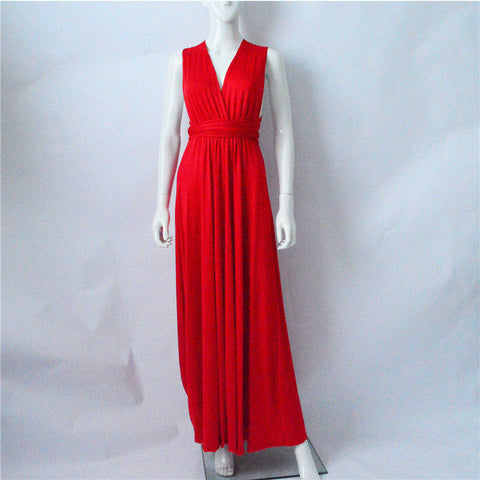 FLOYLYN Sexy Women Boho Maxi Club Dress Red Bandage Long Dress Party Multiway Bridesmaids Convertible Robe Longue Femme 2017