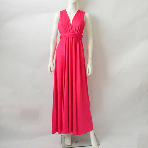 FLOYLYN Sexy Women Boho Maxi Club Dress Red Bandage Long Dress Party Multiway Bridesmaids Convertible Robe Longue Femme 2017