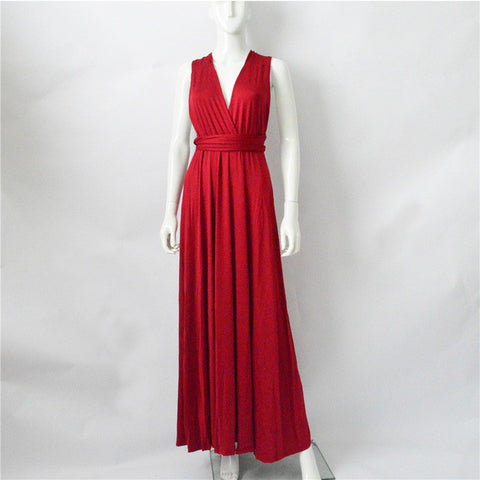 FLOYLYN Sexy Women Boho Maxi Club Dress Red Bandage Long Dress Party Multiway Bridesmaids Convertible Robe Longue Femme 2017