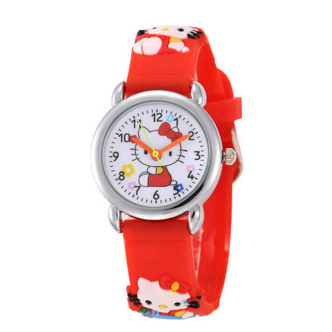 Kid Baby Hello Kitty Watches 2017 Children Cartoon Watch Kids Cool 3D Rubber Strap Quartz Watch Clock Hours Gift Relojes Relogio