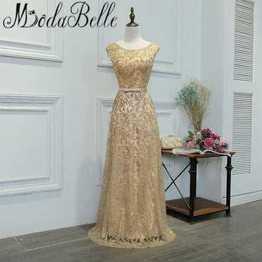 Modabelle Gold/Navy Blue Long Evening Dress Bling Sequins A Line Prom Dresses Formal Evening Gowns Robe De Soiree Longue 2017