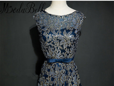 Modabelle Gold/Navy Blue Long Evening Dress Bling Sequins A Line Prom Dresses Formal Evening Gowns Robe De Soiree Longue 2017