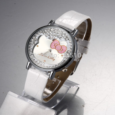 Hello Kitty Watch Children's Watches Girls Cartoon Kids Watches Cute Leather Wrist watch Baby Clock Gift saat relogio reloj