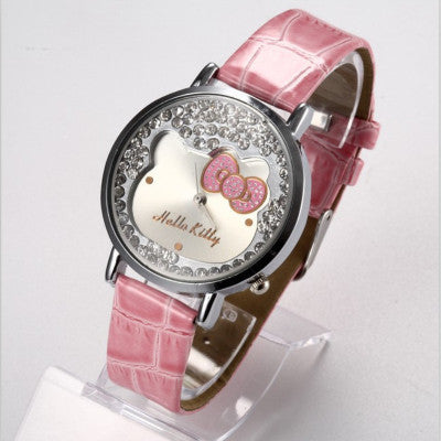 Hello Kitty Watch Children's Watches Girls Cartoon Kids Watches Cute Leather Wrist watch Baby Clock Gift saat relogio reloj