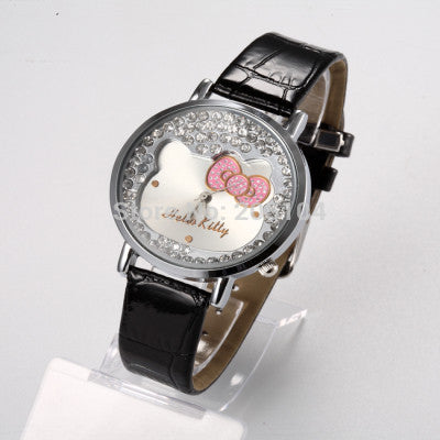 Hello Kitty Watch Children's Watches Girls Cartoon Kids Watches Cute Leather Wrist watch Baby Clock Gift saat relogio reloj