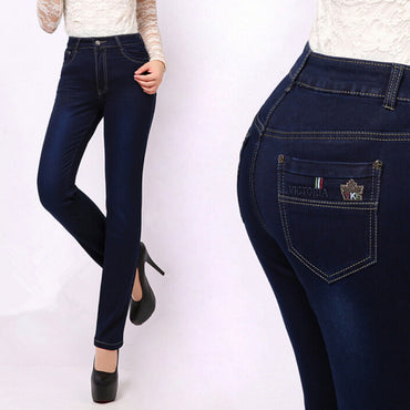 27-38 Size Autumn and Winter Jeans Femme Slim Straight High Waist Cotton Plus Size Denim Jeans Womens Pants For Women Jeans