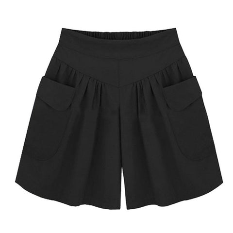 2017 Summer Wide Leg Female Shorts Casual Loose Ladies Khaki High Waist Thin Plus Size Short Women XL- 4XL 5XL
