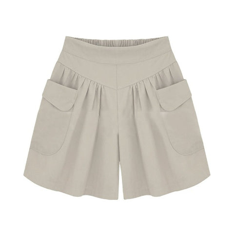2017 Summer Wide Leg Female Shorts Casual Loose Ladies Khaki High Waist Thin Plus Size Short Women XL- 4XL 5XL