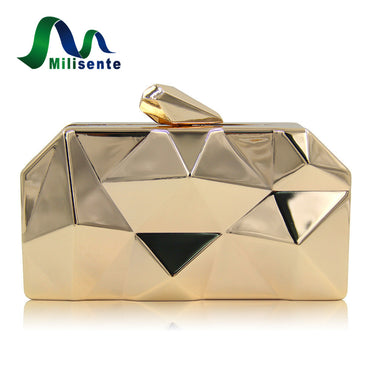 Milisente Handbags Women Metal Clutches Top Quality Hexagon Mini Party Black Evening Purse Silver Bags Gold Box Clutch
