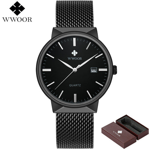 Watches Men WWOOR Brand Luxury Men Waterproof Sports Watches Men Quartz Date Clock Male Black Strap Casual Wrist Watch Relogio